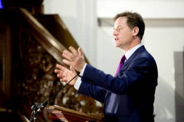 Nick Clegg tijdens de ROB-lezing op 19 november 2015